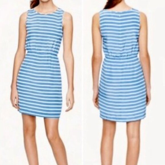 J CREW Blue White Striped Sleeveless Mini Dress Sz 8 - Picture 1 of 12